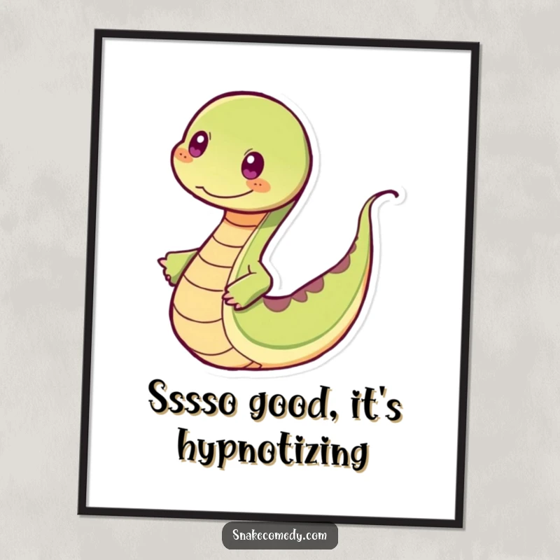 Funny Free Printable Wall Art: A snake energetically dancing with its tail wiggling rhythmically. Fun downloadable art.