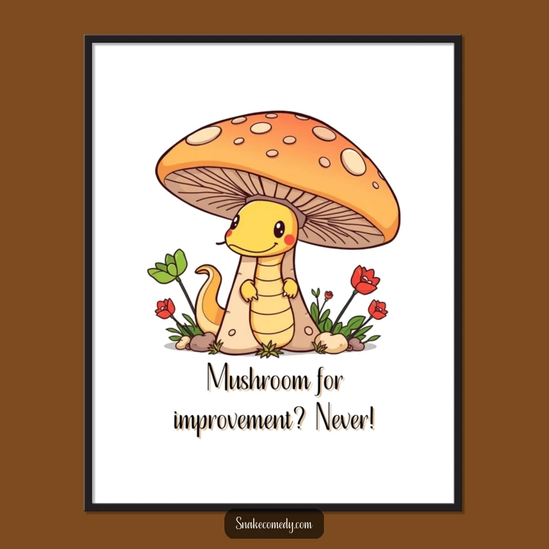 Funny Free Printable Wall Art: Mischievous Snake, Quirky Mushroom Decor, Downloadable!