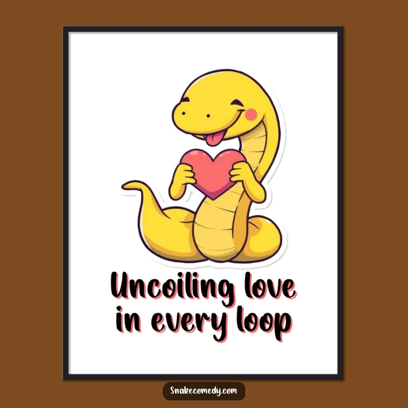 Funny Free Printable Wall Art: Snake Forms Heart Shape, Humorous Downloadable Art