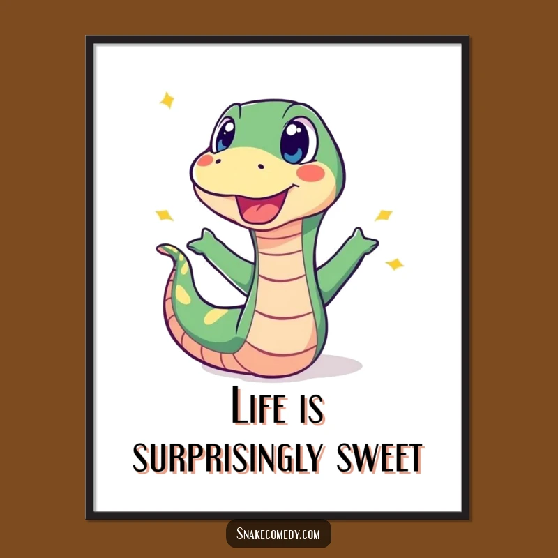 Funny Free Printable Wall Art: Surprised Snake Sweet Pop Downloadable Decor