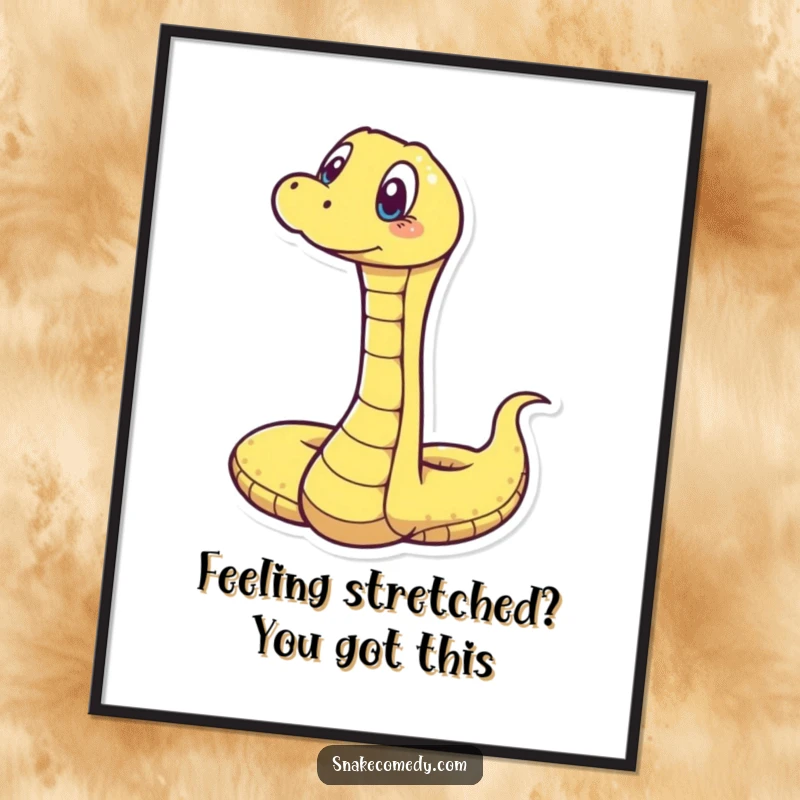 Funny Free Printable Wall Art: A snake stretches vertically looking completely surprised and elongated.