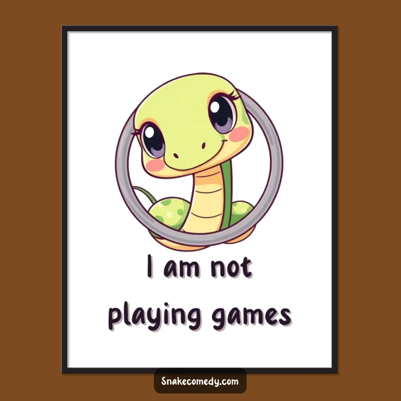 Free Printable Wall Art: Kawaii Snake Squeezing, Downloadable Quirky Hoop Decor