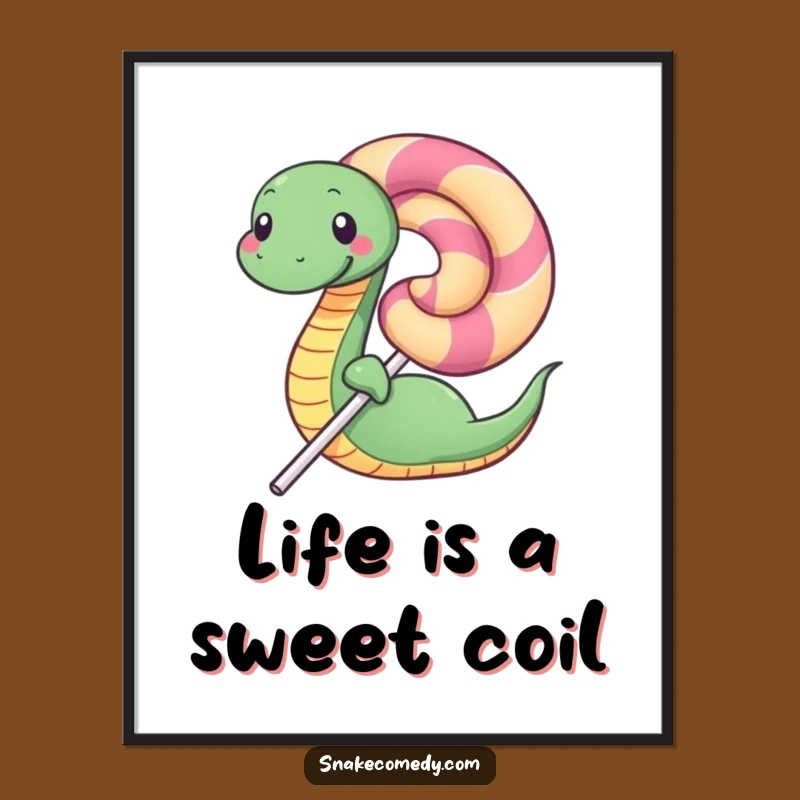 Funny Free Printable Wall Art: Happy Snake Lollipop Hug Downloadable Decor
