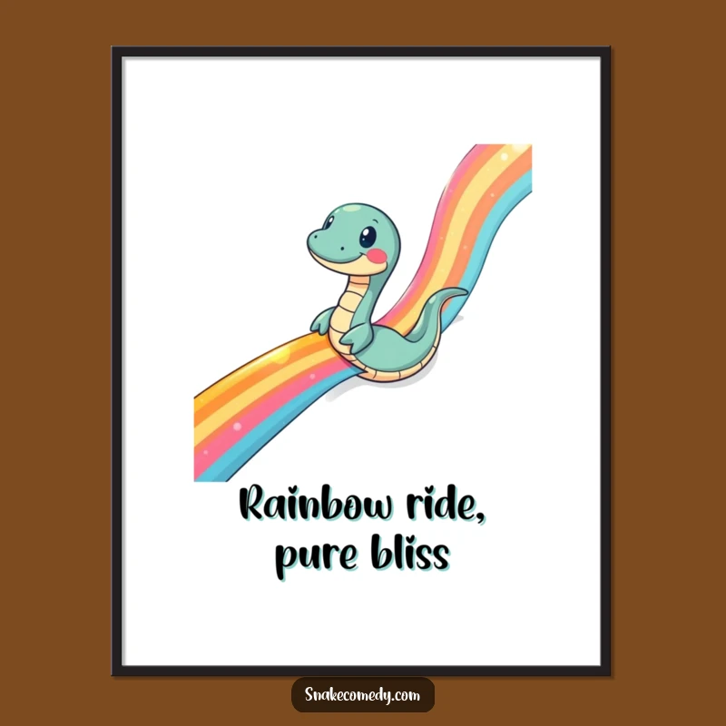 Funny Free Printable Wall Art: Snake Rainbow Ribbon Slide, Vibrant Decor