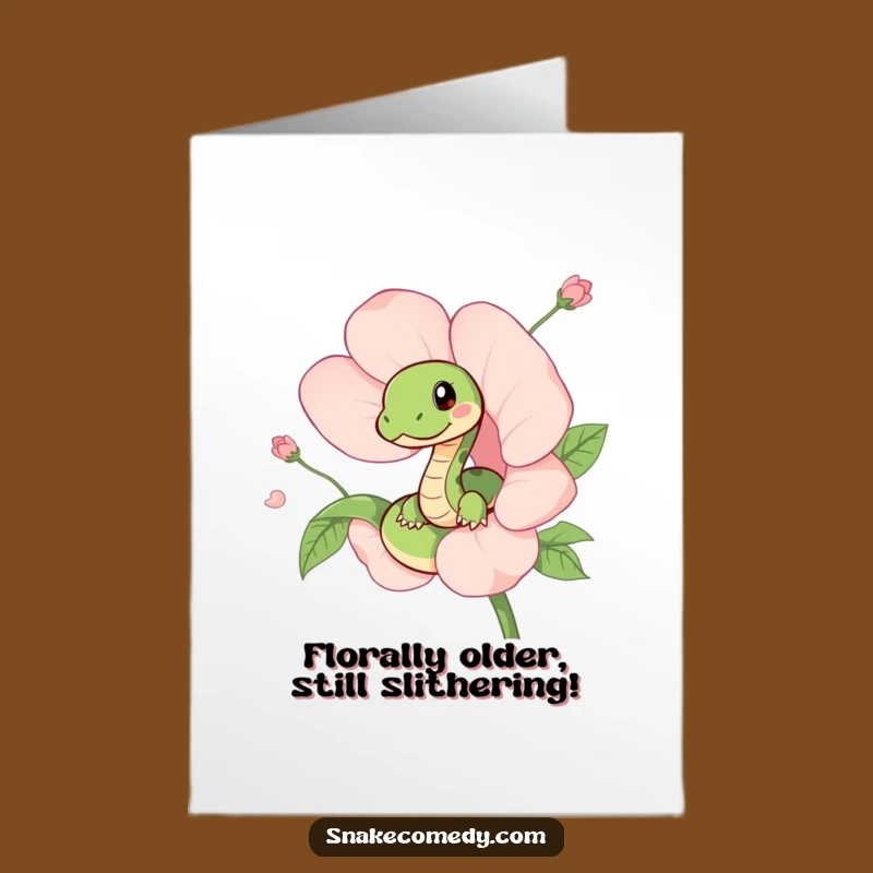 Free Printable Flower Snake Birthday Card - Funny Downloadable Gift For Snake Lovers