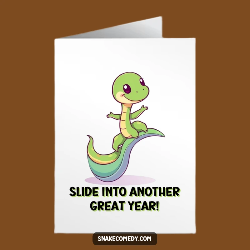 Free Printable Birthday Card: Giddy Snake Slide Fun Funny Downloadable Gift