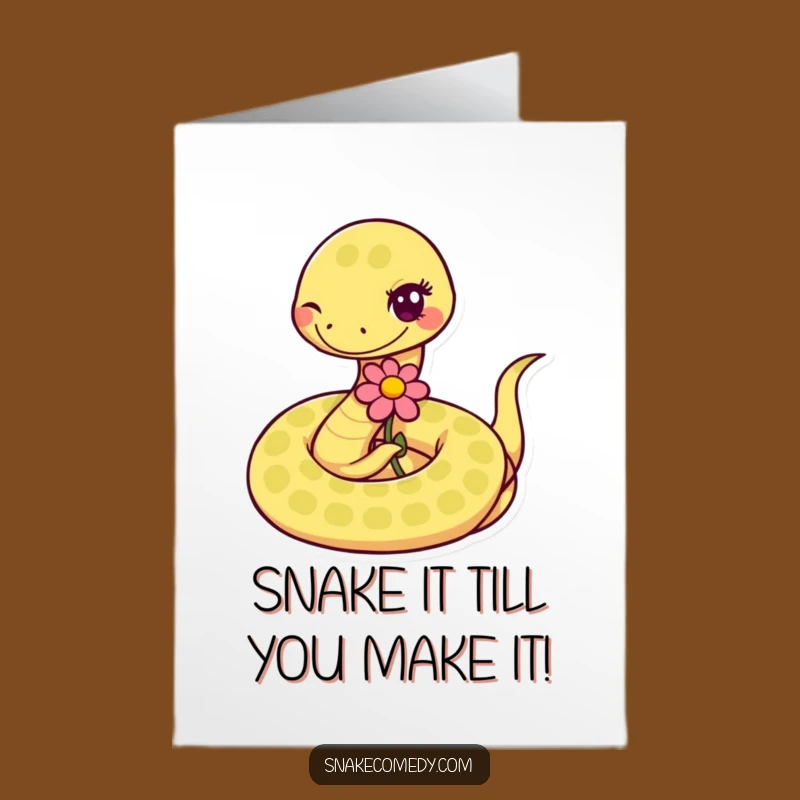 Free Printable Birthday Snake Card: Funny Wink Flower Gift Design