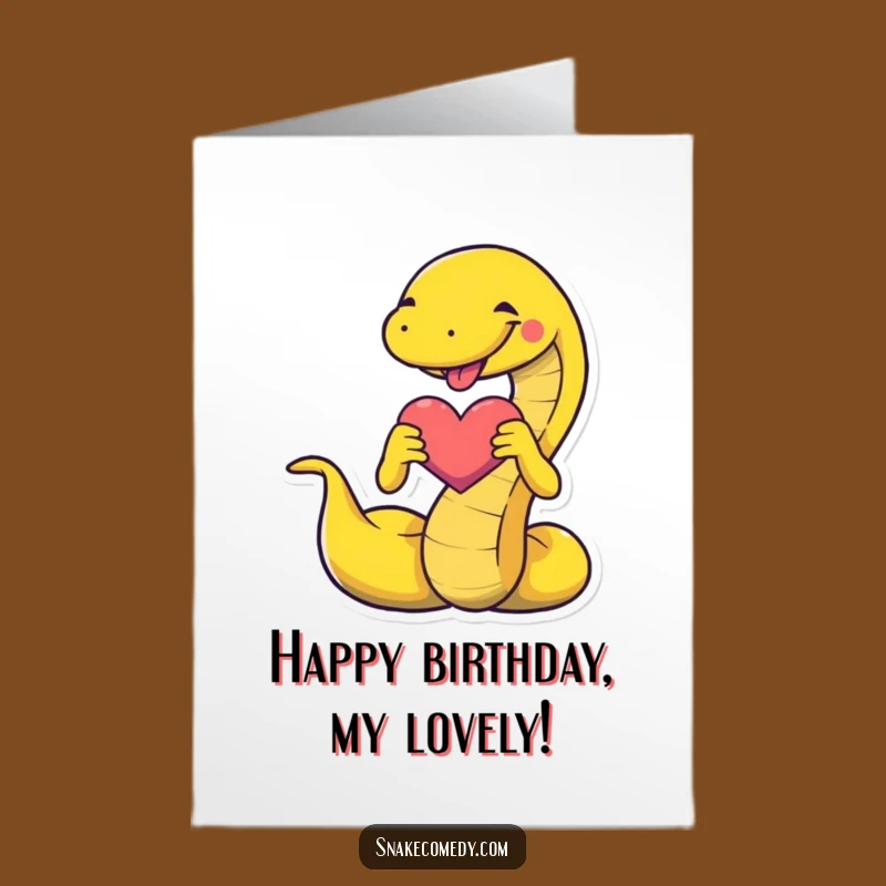 Free Printable Birthday Card: Snake Hearts You, Funny Downloadable Gift for Lovers