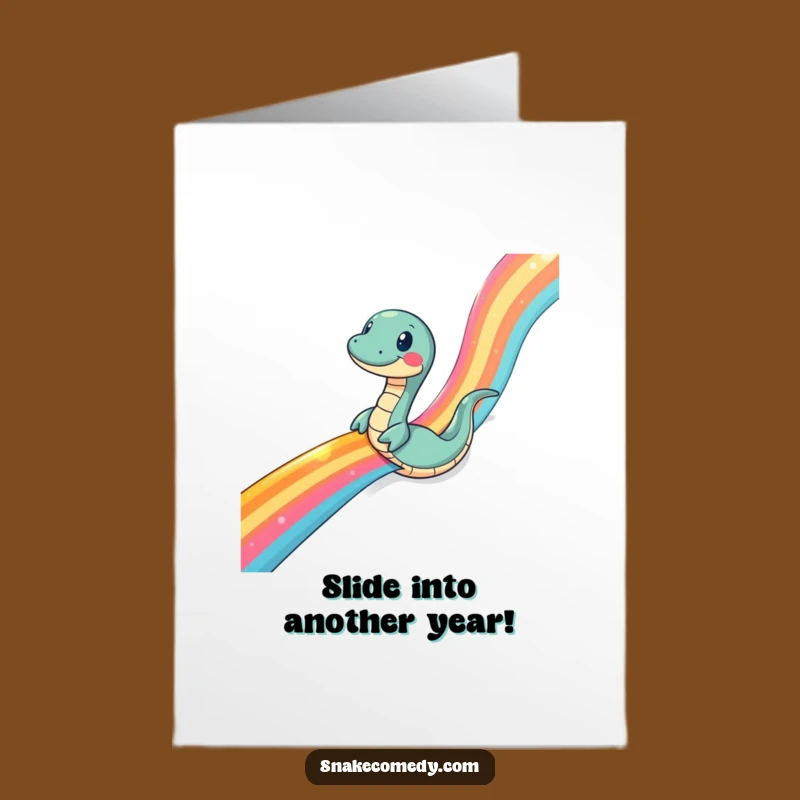 Funny Free Printable Birthday Card: Snake Slides Rainbow Ribbon, DIY Joy