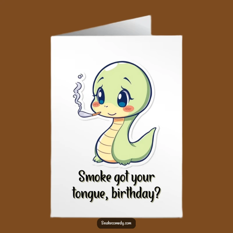 Free Printable Birthday Card: Funny Snake Surprise Smoke Puff Downloadable Gift