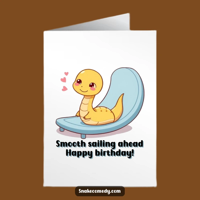 Free Printable Birthday Card: Relaxed Snake Sliding Ramp Funny Downloadable Gift