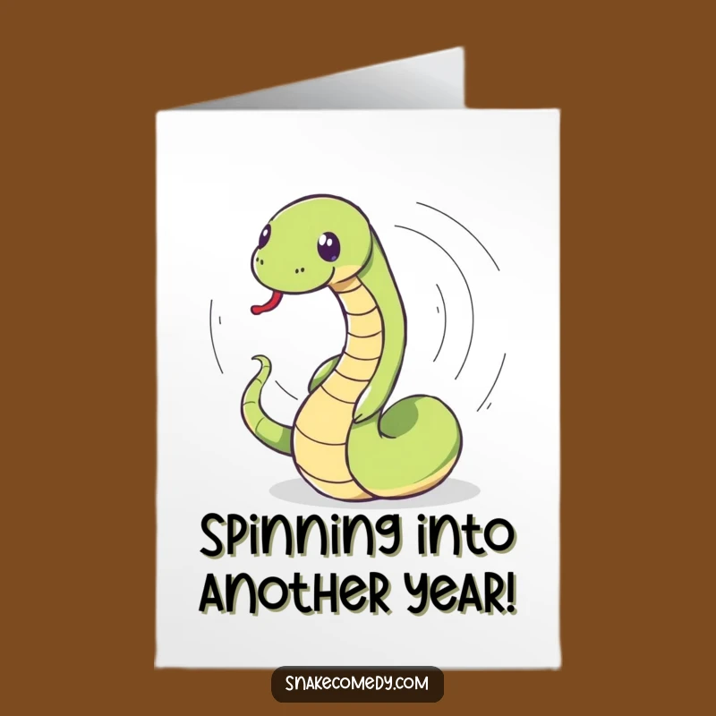Free Printable Birthday Card: Dizzy Snake Spinning, Funny Downloadable Gift