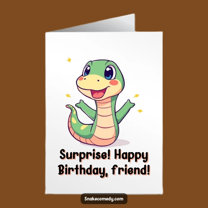 Free Printable Birthday Card: Surprised Snake Sweet Pop Funny Downloadable Gift