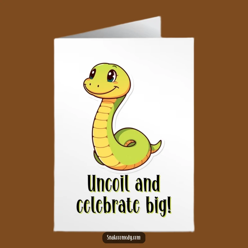 Funny Free Printable Birthday Card: Coiling Grinning Snake Downloadable Gift