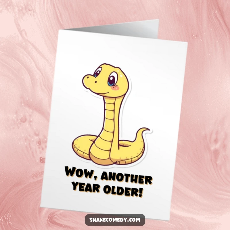 Funny Free Printable Birthday Card: A long snake stretches vertically, looking completely shocked and surprised.