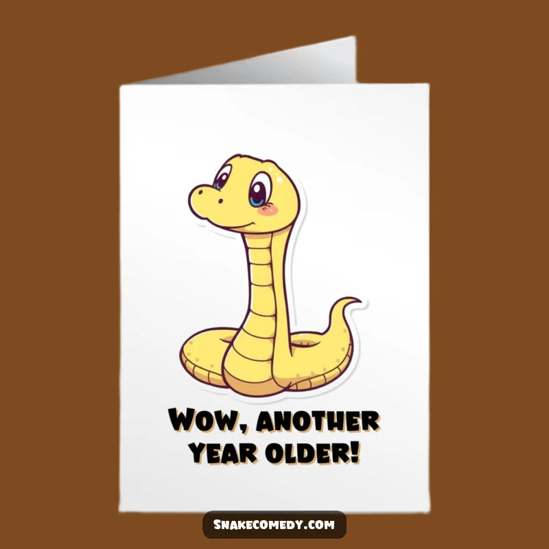 Free Printable Birthday Card: Surprised Snake Stretching, Humorous Downloadable Gift!