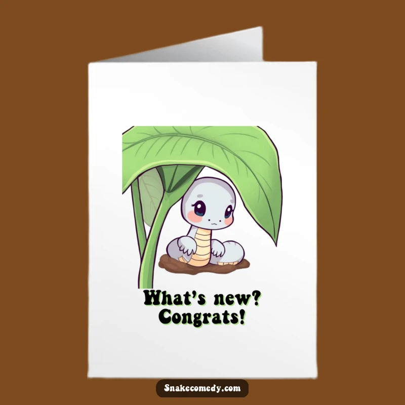 Free Printable Congrats Card: Curious Snake Leaf Peek Funny Downloadable Gift