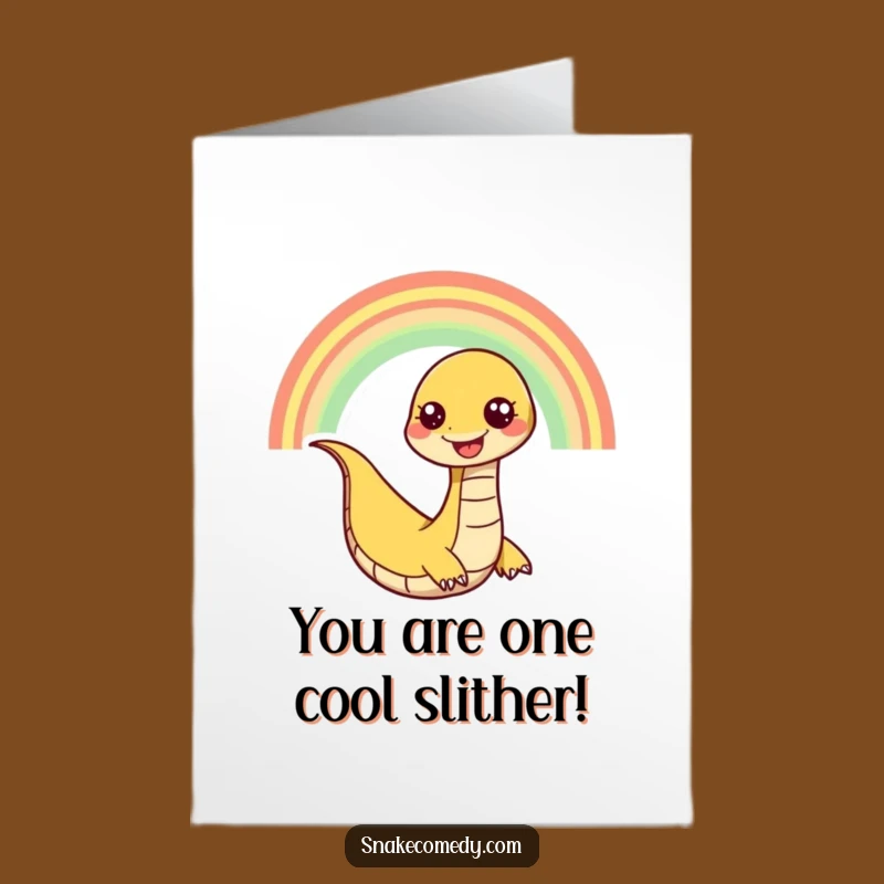 Free Printable Congrats Card: Funny Snake Rainbow Slide, Best Downloadable Gift!