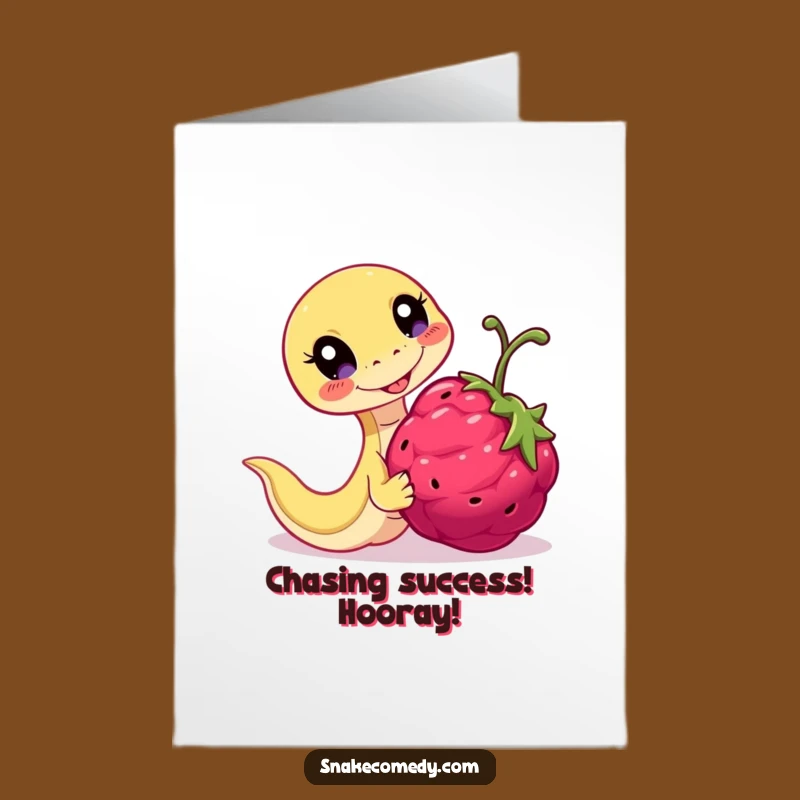Free Printable Congrats Card: Playful Snake Berry Chase Funny Downloadable Gift