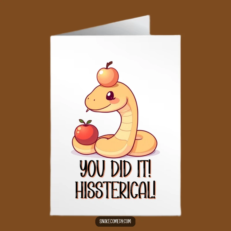 Free Printable Congrats Card: Snake's Apple Balance Triumph, Funny Downloadable Congratulations Gift