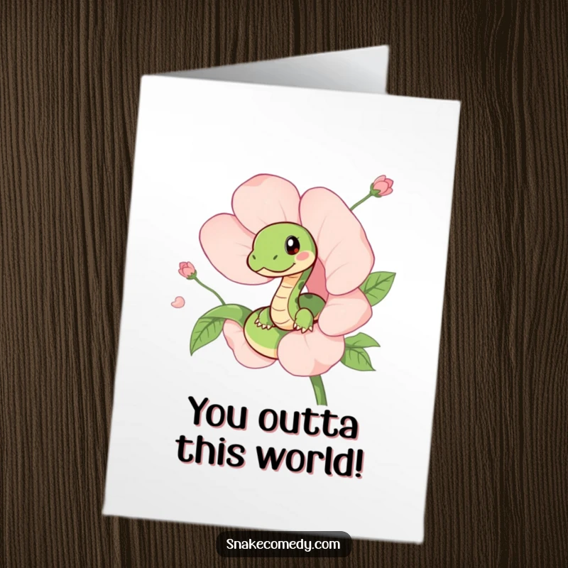 Funny Free Printable Congratulations Card with a playful snake emerging from a vibrant flower congratulating a special achievement.