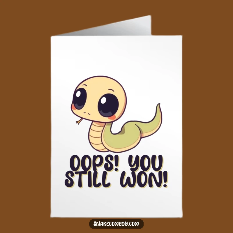 Free Printable Congrats Card: Clumsy Snake Big Eyes Downloadable Gift