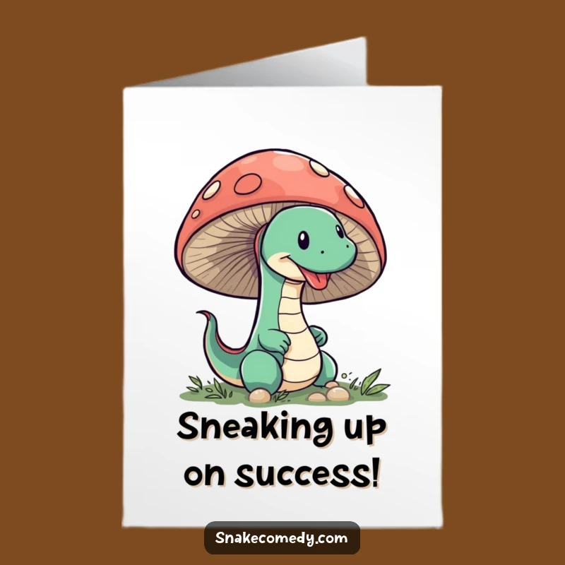 Free Printable Funny Congrats Card: Sneaky Snake Mushroom Cheerful Downloadable Gift