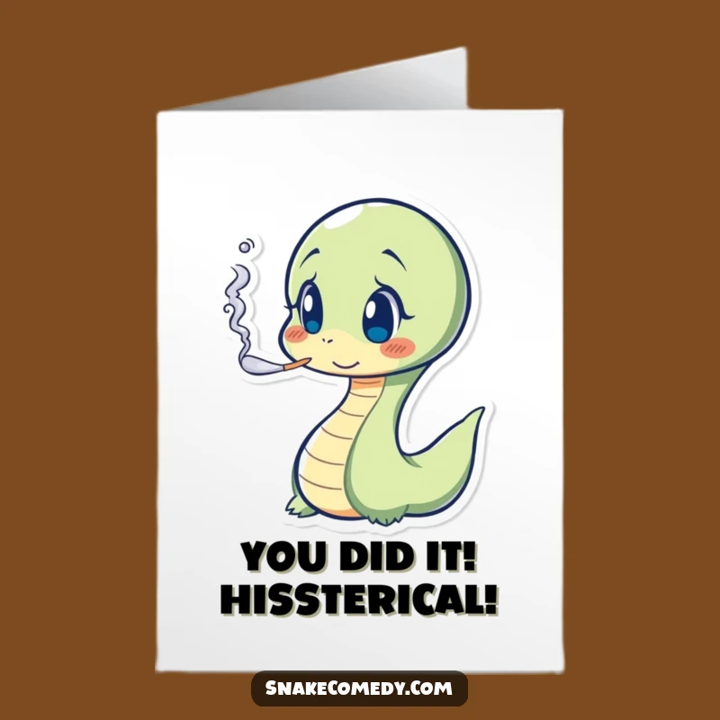 Free Printable Congrats Card: Shocked Snake Smoke Puff Funny Downloadable Gift