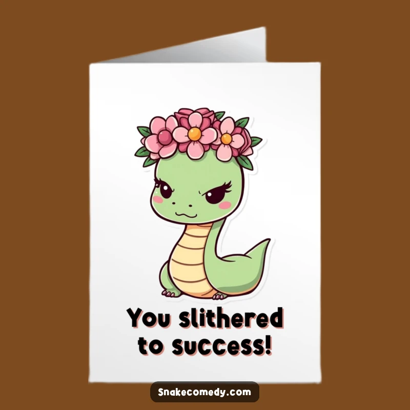 Free Printable Congrats Card: Winking Snake Flower Crown Downloadable Gift