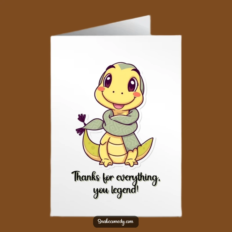 Free Printable Thank You Card: Amusing Snake with Scarf - Print at Home Design