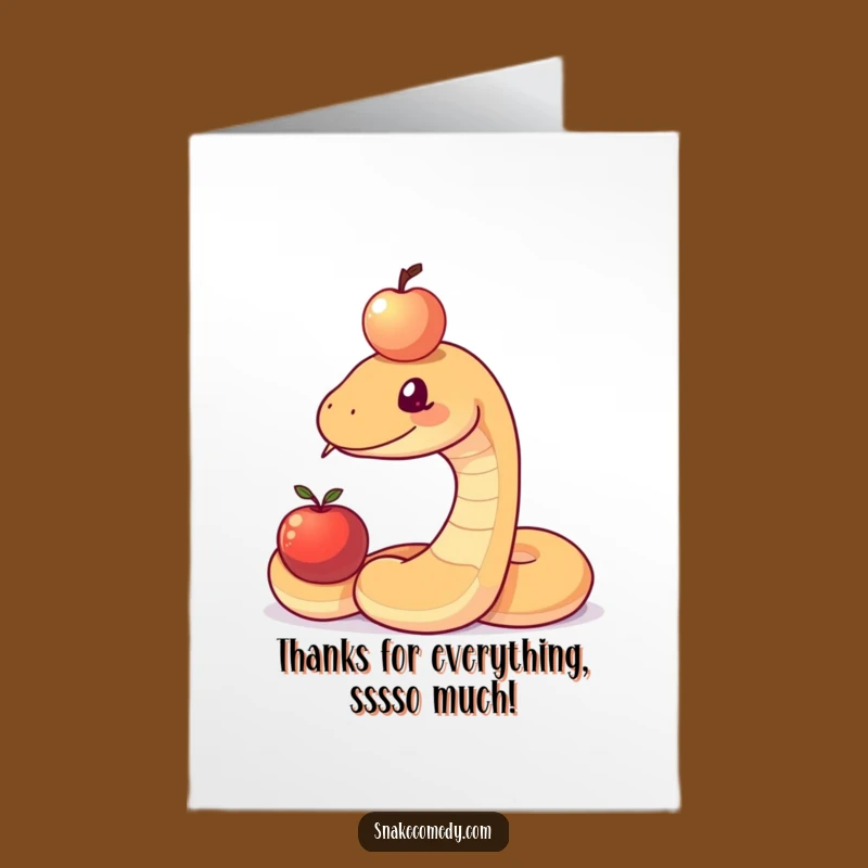Free Printable Thank You Card: Snake's Apple Balance Effort, Humorous Snake Thank You Downloadable Gift