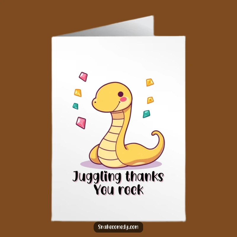 Free Printable Thank You Card: Juggling Snake Gems Funny Downloadable Gift