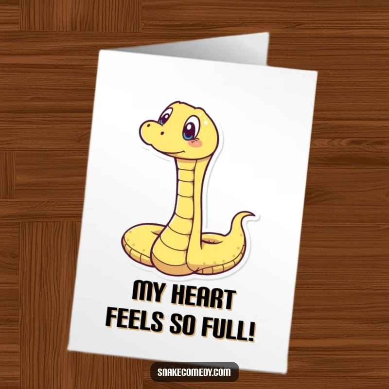 Funny Free Printable Thank You Card: A surprised snake stretches vertically, looking amazed by your kindness.