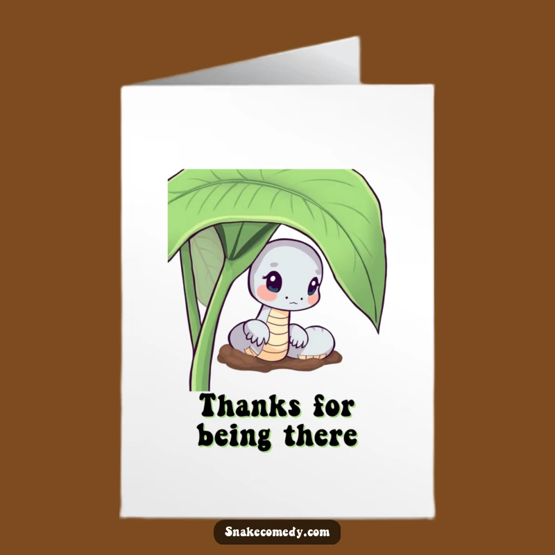Free Printable Thank You Card: Curious Snake Leaf Peek Funny Downloadable Gift