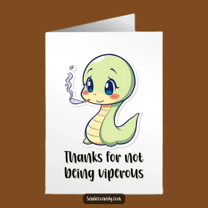 Free Printable Thank You Card: Funny Snake Smoke Puff Expressing Surprise