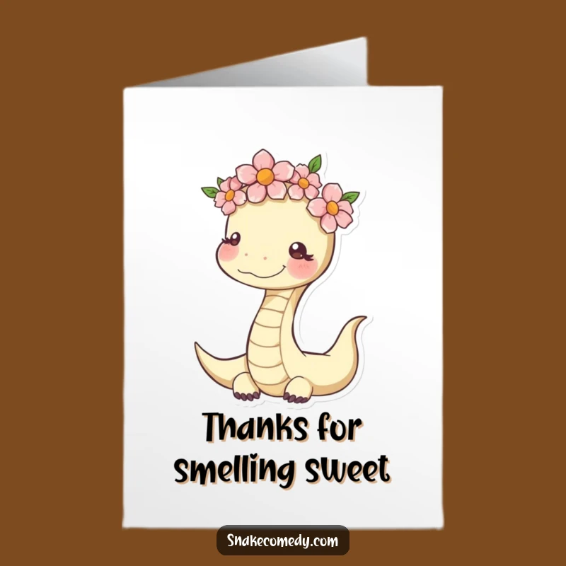 Free Printable Thank You Card: Serene Snake Flower Crown Funny Downloadable Gift