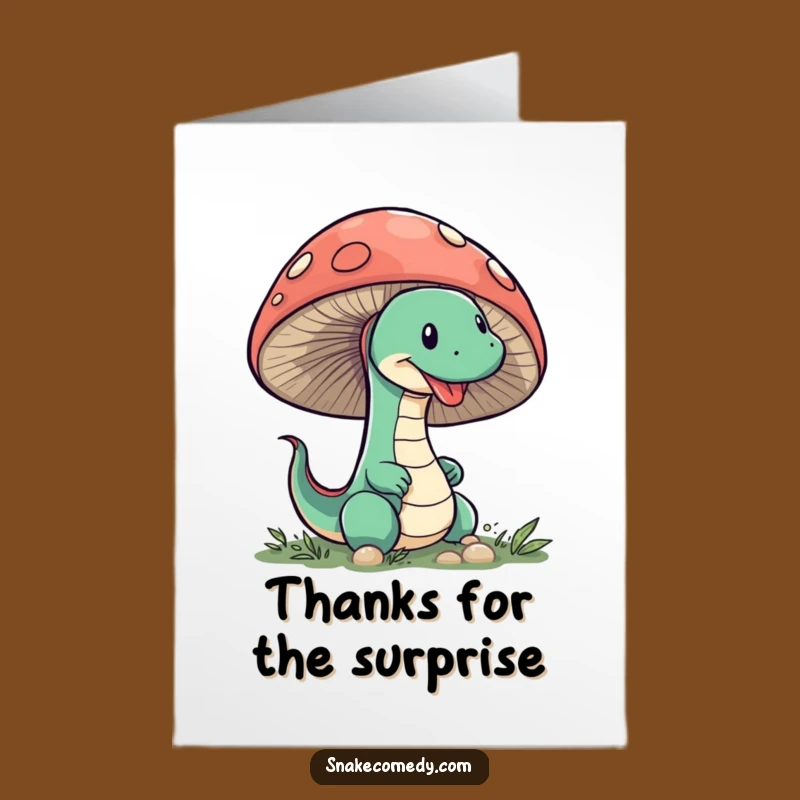Free Printable Funny Thank You Card: Sneaky Snake Mushroom Grateful Downloadable Gift