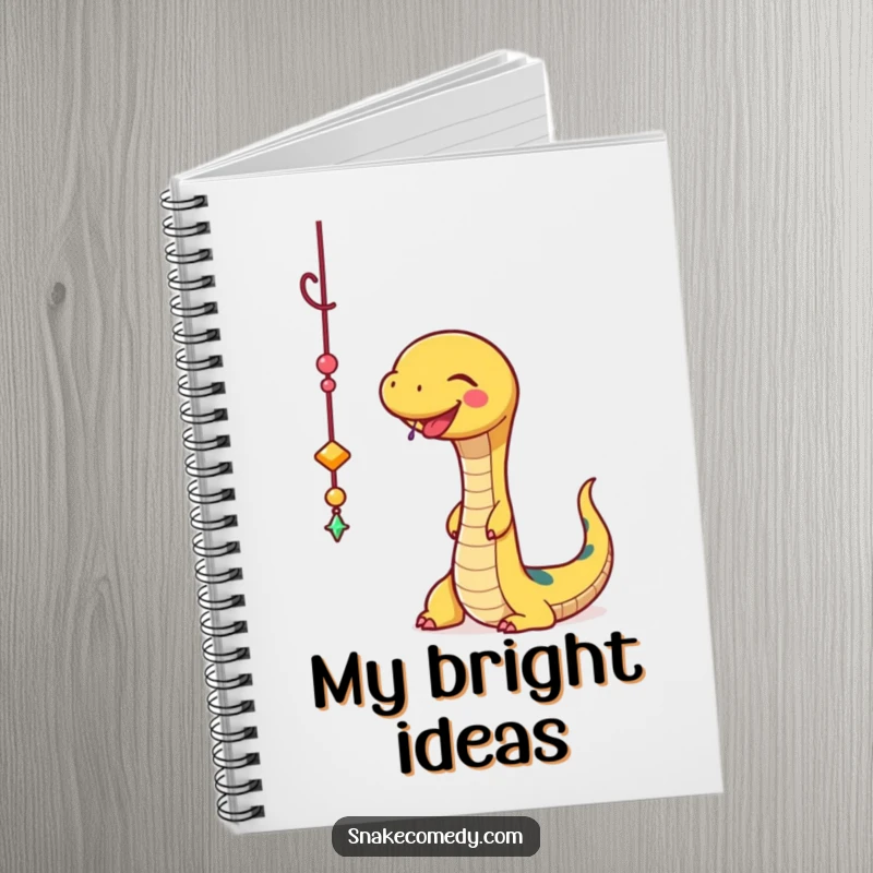 Funny Snake Notebook: A happy snake playfully batting at a sparkly dangling charm, ideal for jotting down bright ideas.