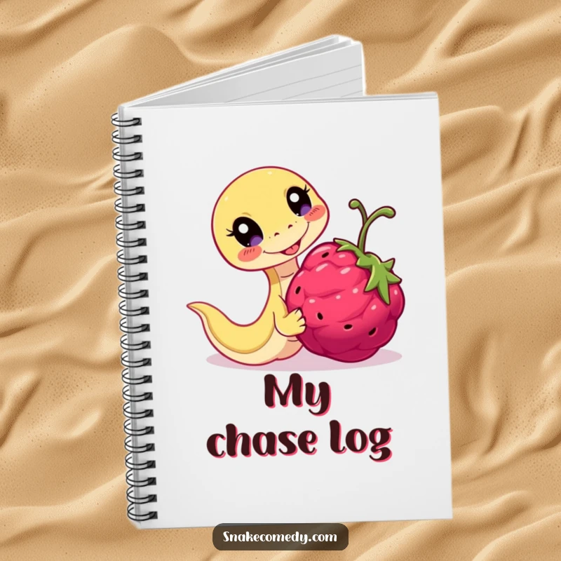 Funny Playful Snake Notebook: serpent chasing a berry, ideal for journaling and energetic ideas.