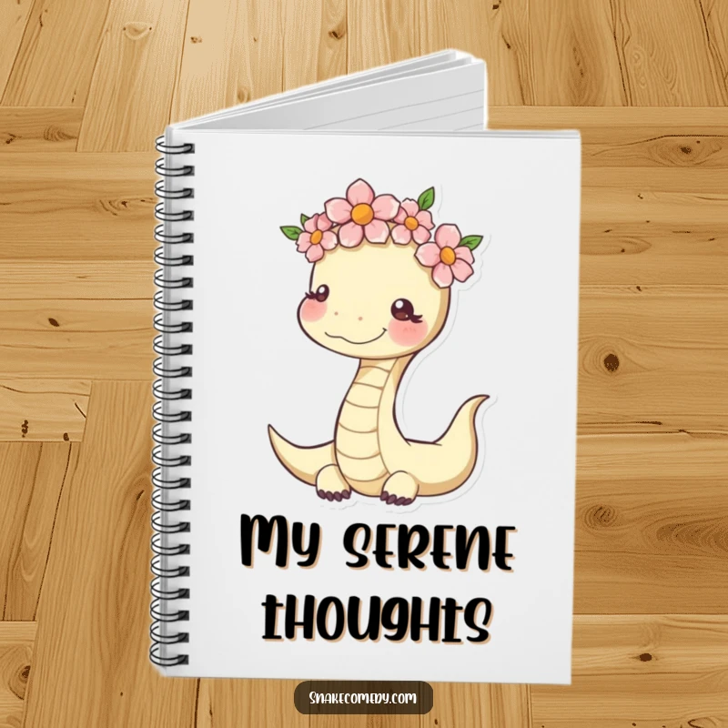 Funny Serene Snake Notebook: serpent with a flower crown, ideal for journaling and peaceful thoughts.