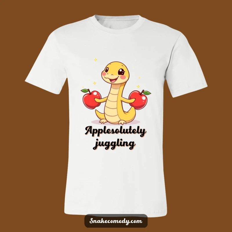 Funny Snake Juggling Apples T-Shirt - Skilled Cartoon Pet Tee Gift