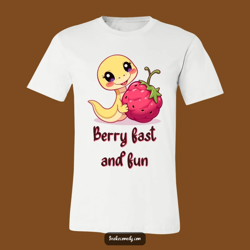 Playful Snake T-Shirt: Funny Berry Chase Design Tee for Fun Lovers