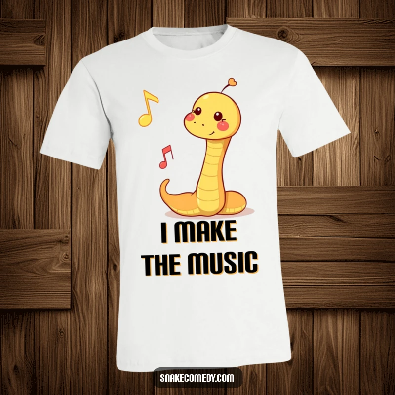 Funny t-shirt featuring a snake playfully bopping a musical note, capturing the joy of rhythm and movement.