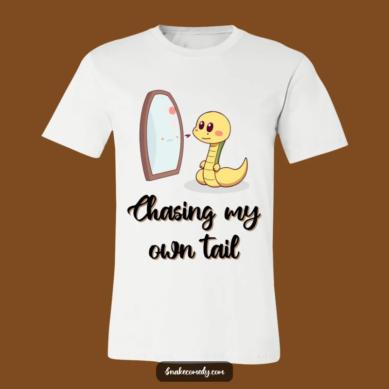 Funny Snake Reflection Chase T-Shirt - Amusing Cartoon Pet Tee Gift