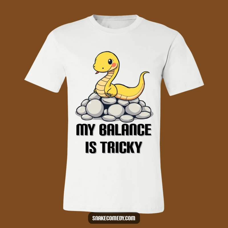 Funny Slipping Snake T-Shirt: Comical Reptile Stone Slide Tee
