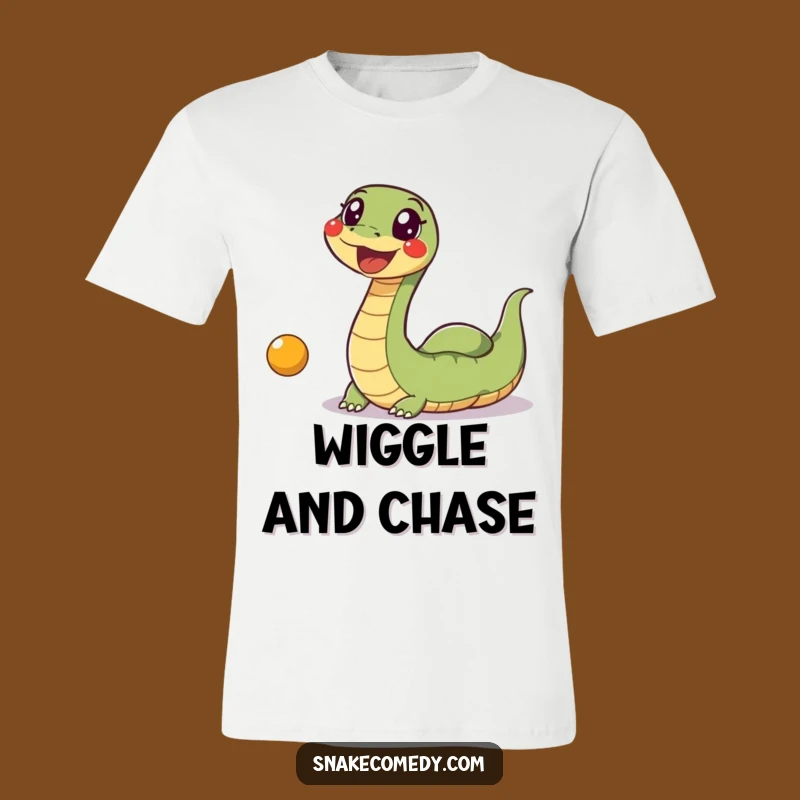 Funny Snake Ball T-Shirt: Excited Wiggle Snake Chasing Toy, Active & Hilarious Tee Gift!