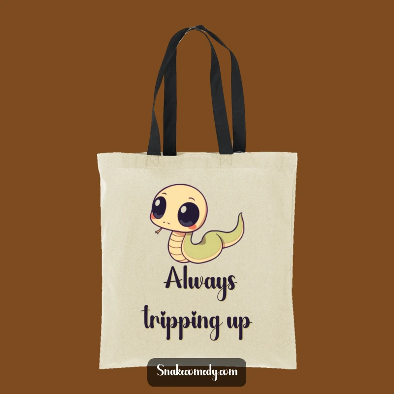 Funny Tripping Snake Tote Bag: Clumsy Character Carry-All for Giggles