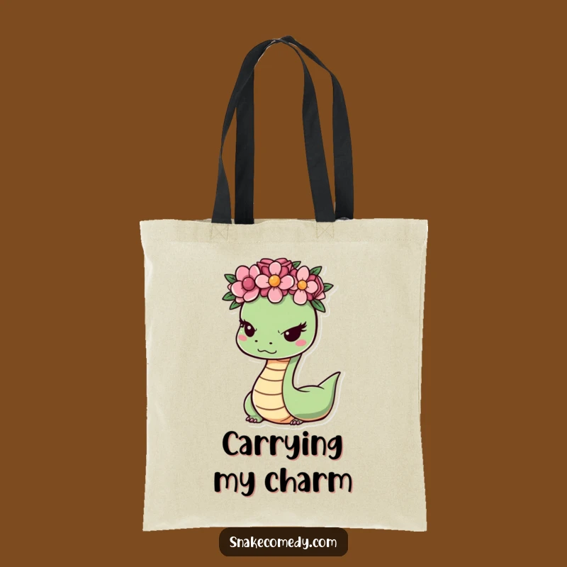 Funny Snake Wink Tote Bag: Sss-tylish & Humorous Flower Crown Carry-All