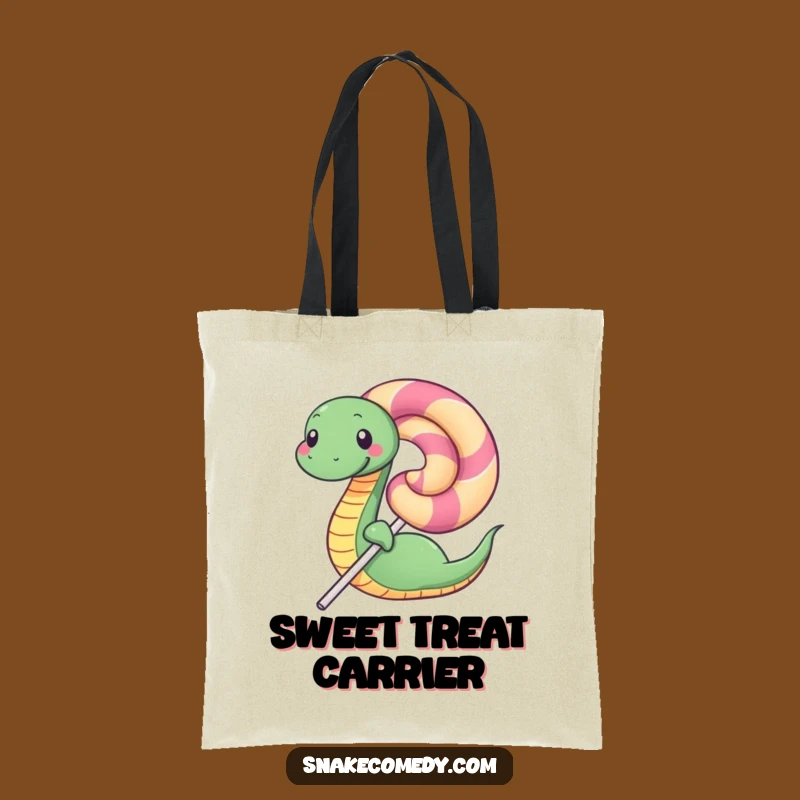 Funny Happy Snake Lollipop Tote Bag: Carry Your Sweetness Hilariously