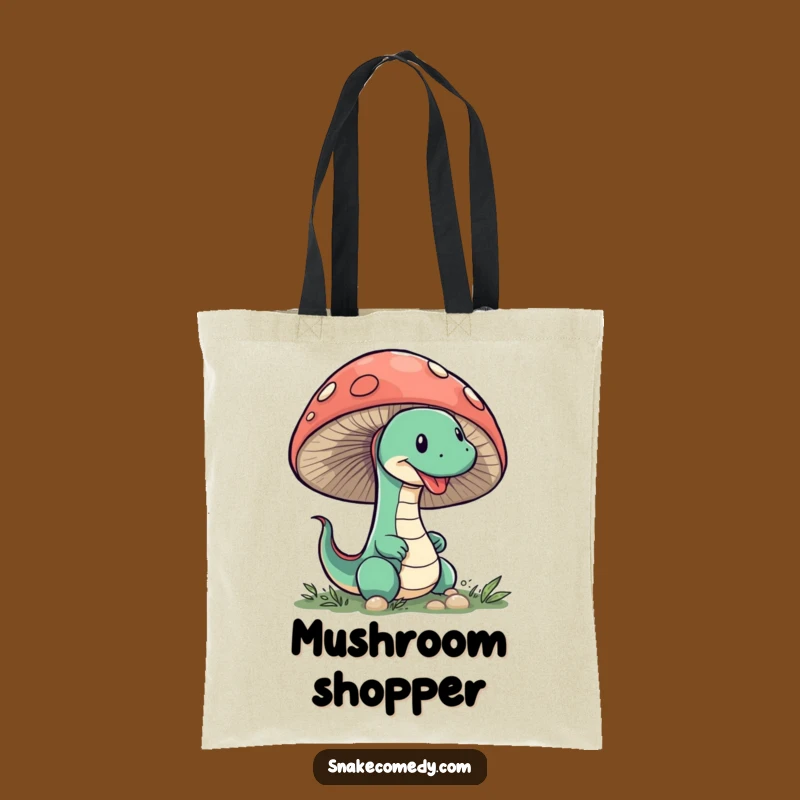 Funny Snake Mushroom Tote Bag: Sneaky Peeking Character, Whimsical Carryall Gift!